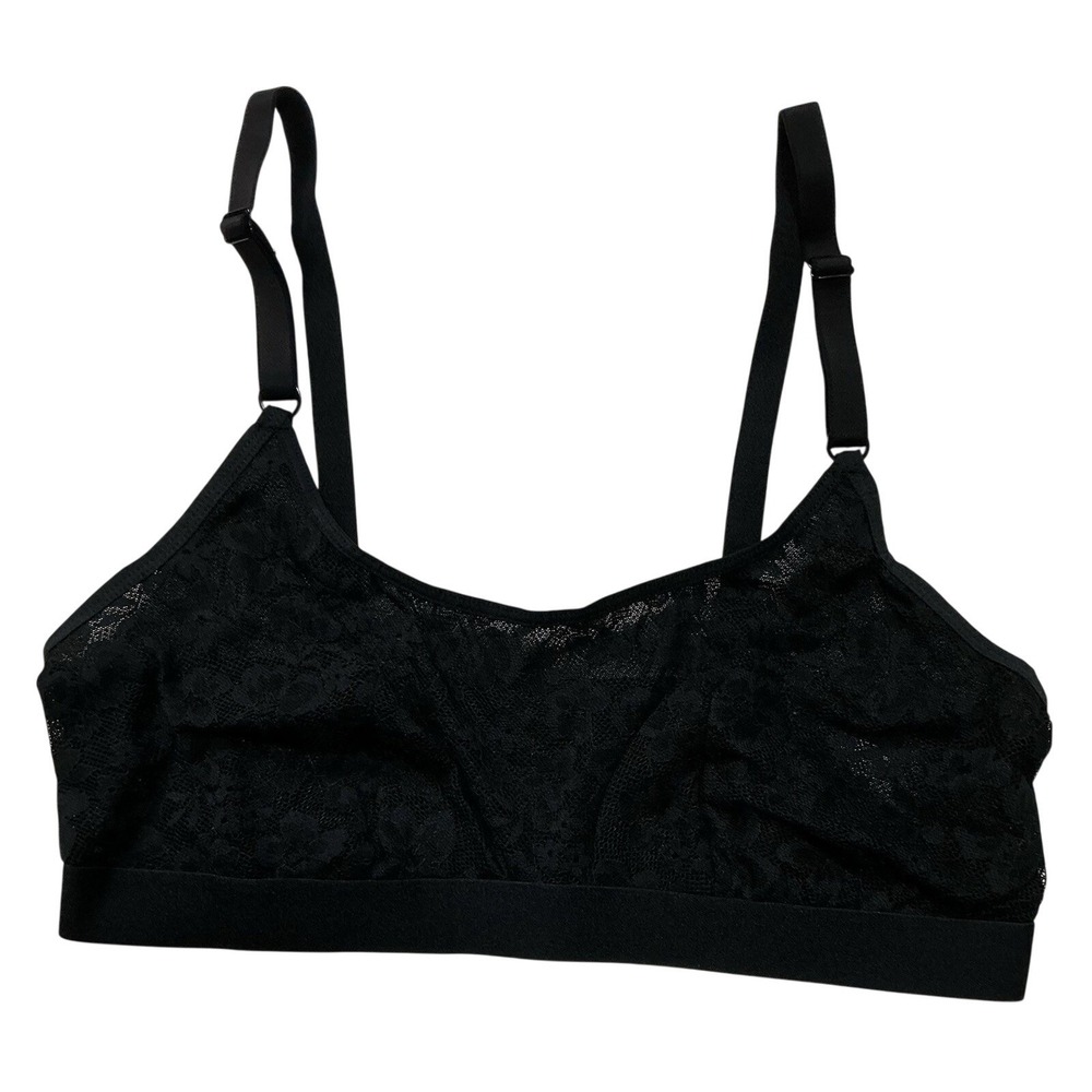 2 Auden Black Lace Bralettes Comfortable Mesh Interior Simple Pullover Style MED